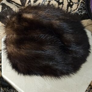 2 Vintage Hats Blue With Ornate Buttons And Stetson Gold & Brown Beaver Fur Hat